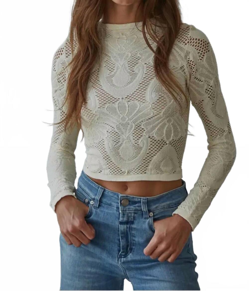 NEW BY TOGETHER jae jacquard mock neck top in cream